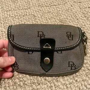 Vintage Dooney & Bourke black & gray logo snap wallet